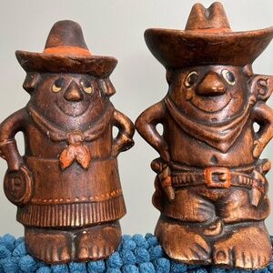 Vintage Western Cowboy Cowgirl Salt Pepper Shakers Treasure Craft 1960's